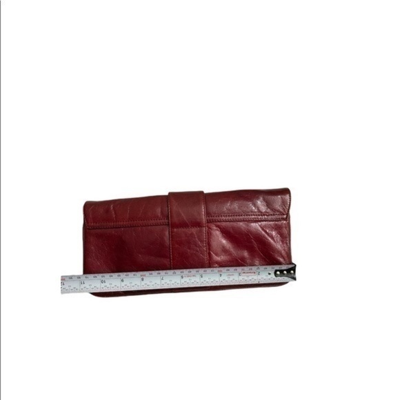 Hobo red leather wristlet clutch bag